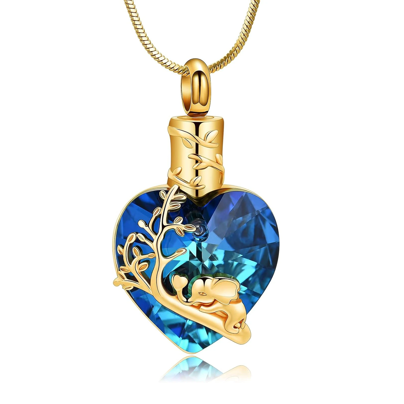 Cremation Jewelry for Ashes Pendant -Heart Shape Urn Necklace Elephant Keepsake Urn Memorial Ash Jewelry for Women Men