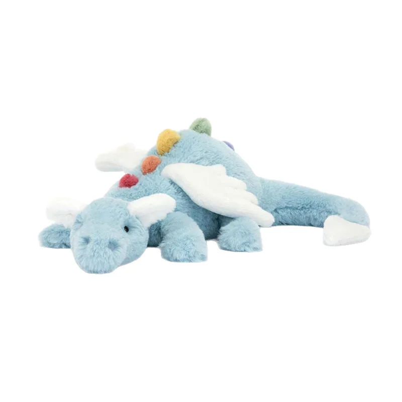 Großes Plüsch-Himmel-fliegendes Regenbogen-Drachen-Spielzeug, weiches Stofftier-Kissen, lustiges, faules Schneedrachen-Geschenk für Kinder und Erwachsene