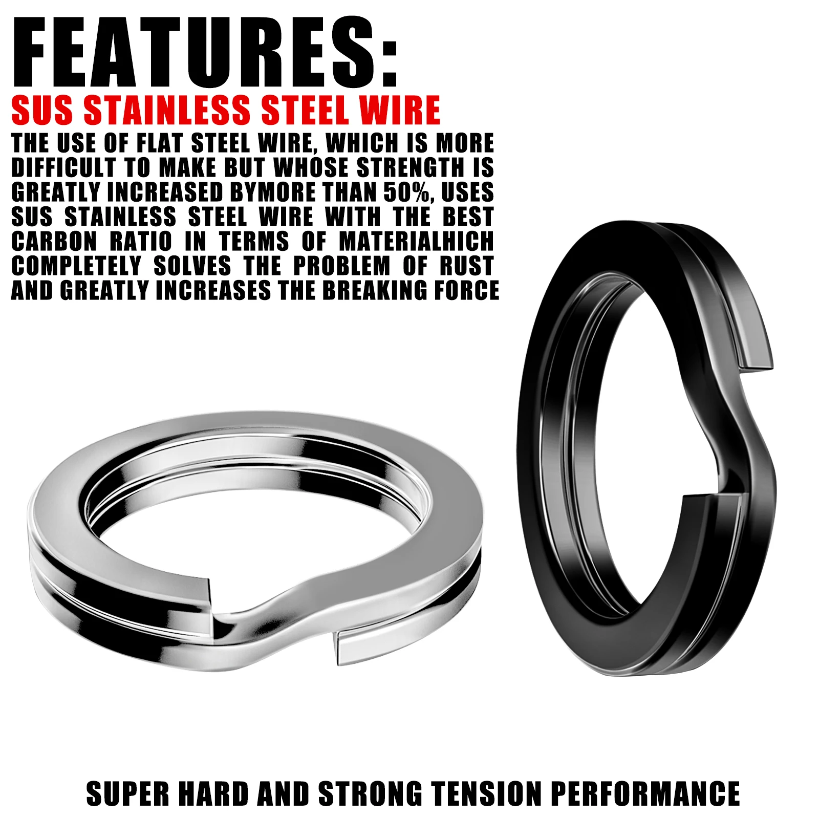 حلقات صيد منقسمة من الفولاذ المقاوم للصدأ ، قوة عالية ، قوة مزدوجة ، حلقة دائرية ، إكسسوارات Pesca ، من من من الفولاذ المقاوم للصدأ ، من من من نوع 12 إلى 12 ،