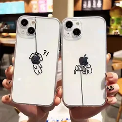 Funny Matchstick Men Couples Phone for iPhone 17 16 15 14 13 12 11 Pro Max 7 Plus Mini Shockproof Transparent Soft Cover Fundas