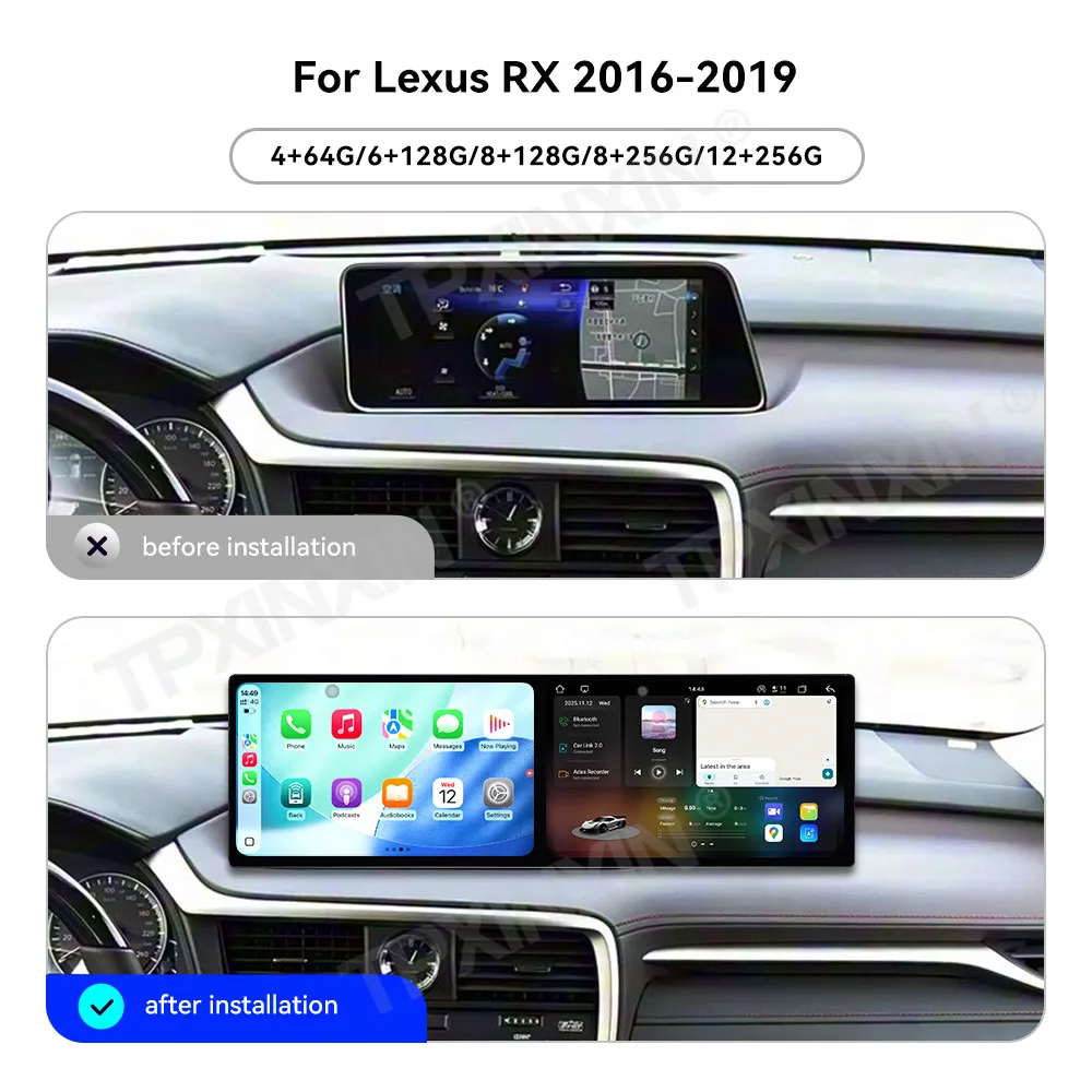 

11.5 inch Dual Screen Android 15 Carplay Car Radio Stereo For Lexus RX 2016~2019 Navigation GPS Car Multimedia Player Head Unit