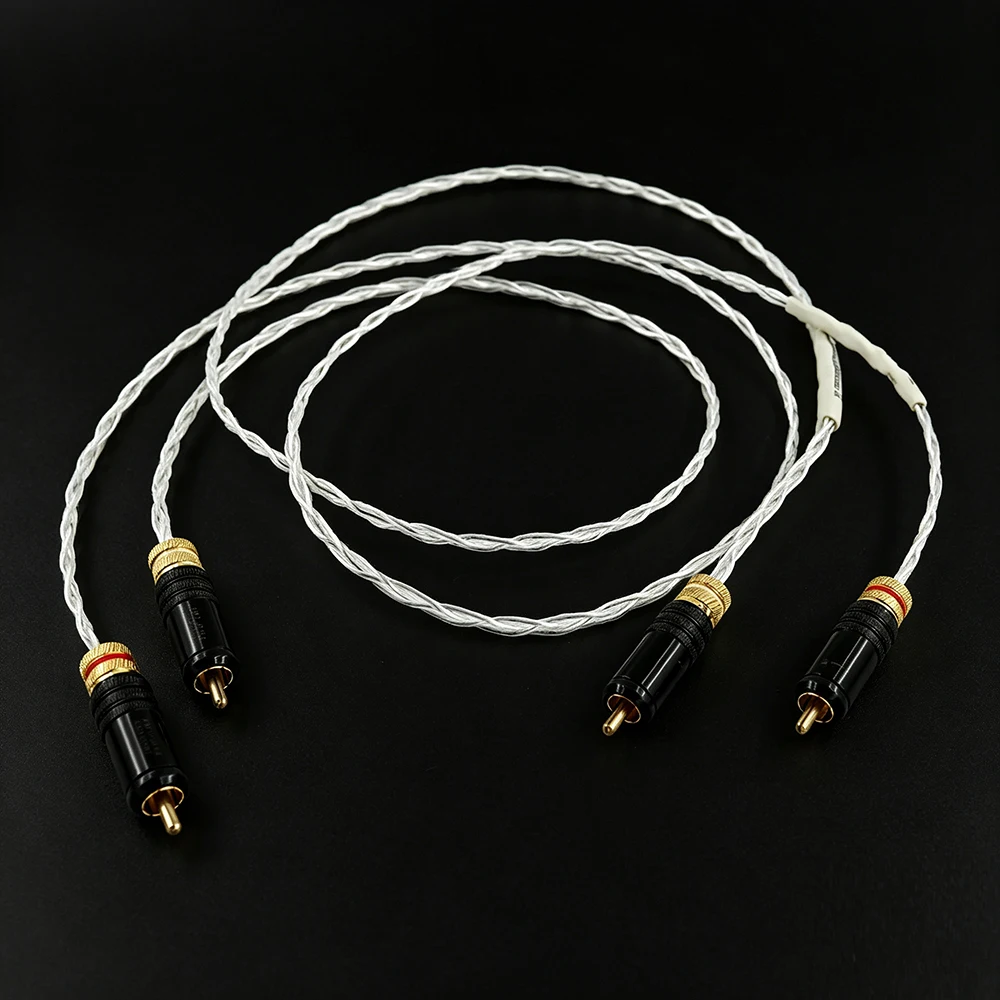 Pair Occ Copper Silver Plated Audio Interconnects Cable,RCA Signal Cable , Extension Cord