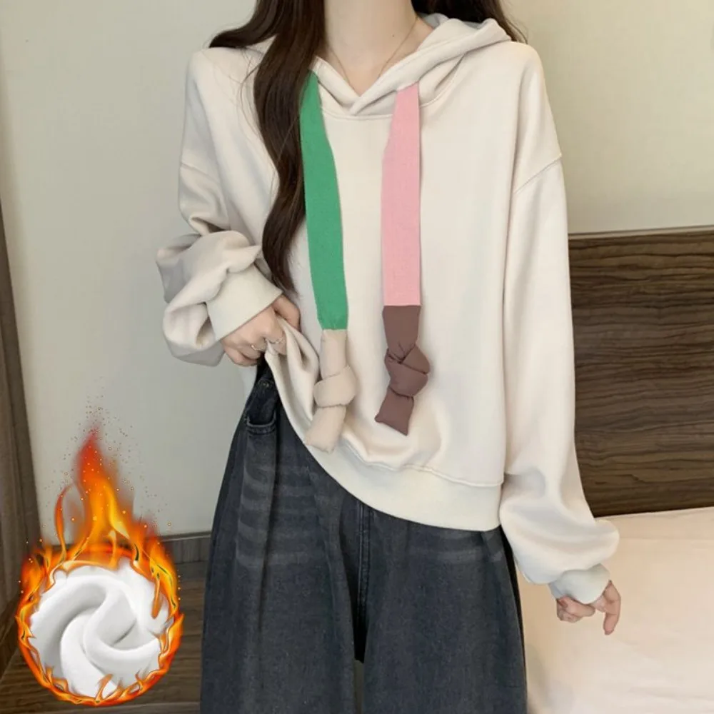 

Hooded Sweaters Women In Spring, Autumn, And Winter Are Plush, Thickened, Loose, And Slimming. Large Thermal Jacket, Top Jacket