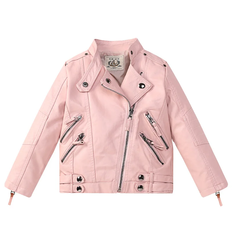 Children Waterproof Windproof Coat Teen Kids Street Photography Wear 2-12Y Girls Christmas Red Motorcycle Pu Leather Jacket