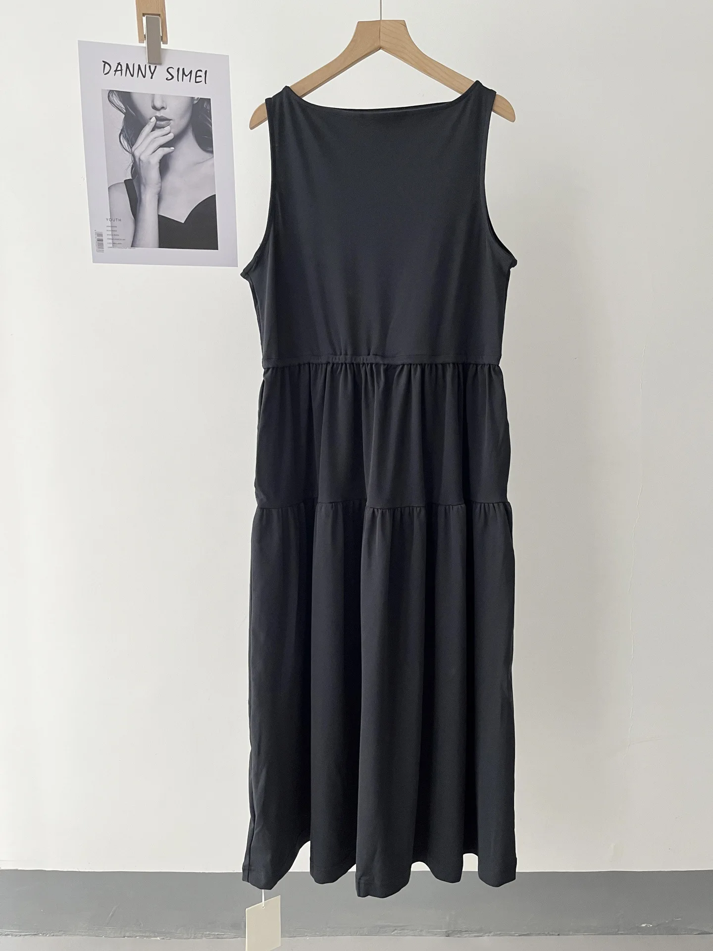 

Women's boat collar bud vest dress small black dress summer new 41a-0648