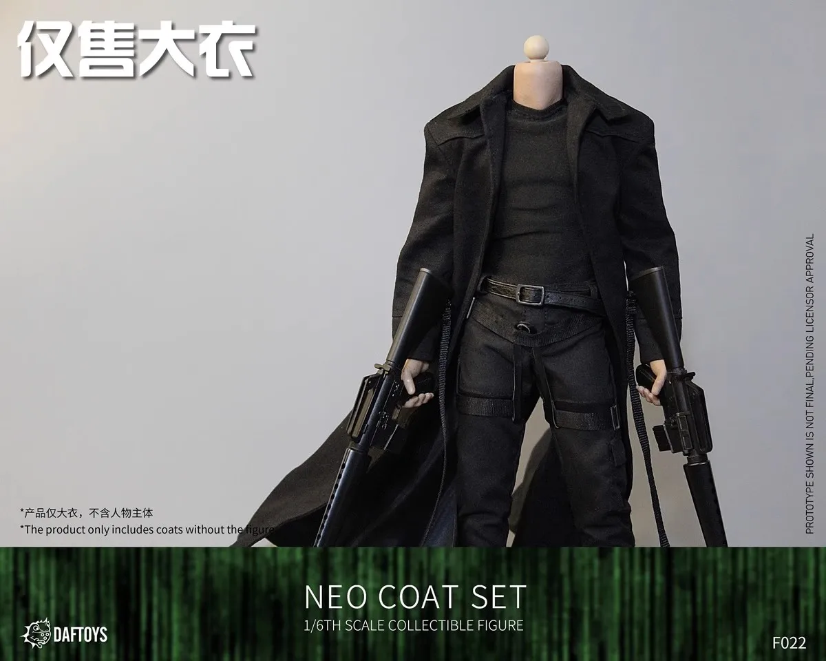 DMTOYS F022 1/6 Male Soldier Keanu Reeves Fashion Long Windbreaker Coat Model For 12'' Action Figure Body In Stock