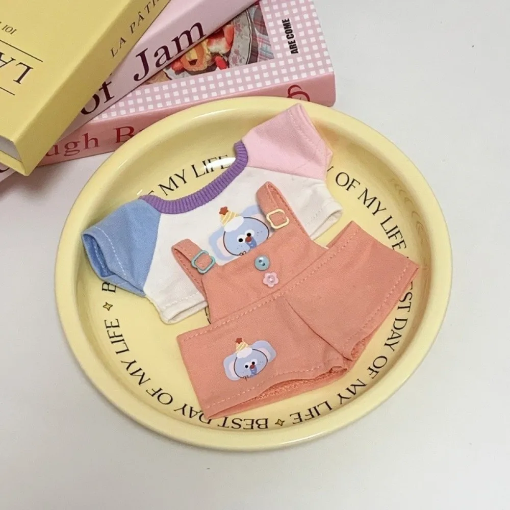 1 set riem broek set 10/20 cm katoenen poppenkleertjes outfit cartoon patroon 20 cm katoenen poppenkleertjes schattige mini 10 cm poppenkleertjes