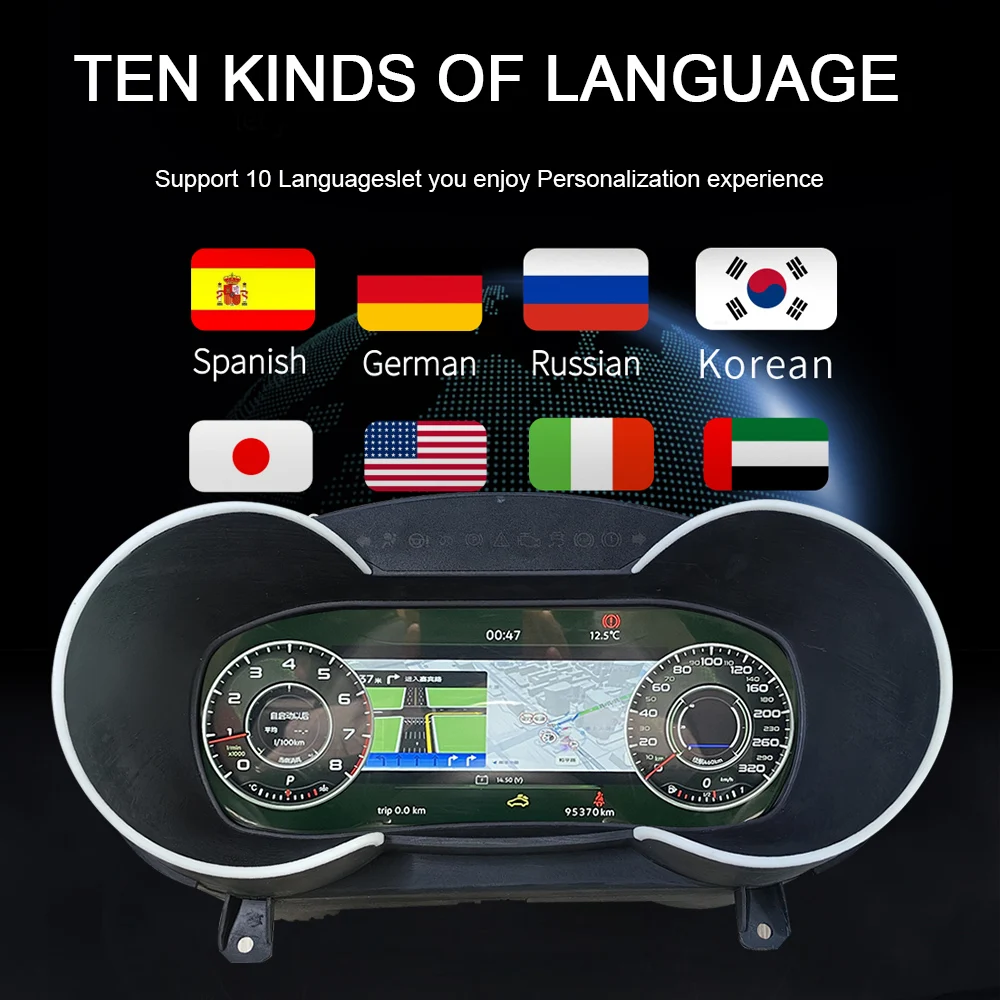 Panel Instrumen LCD Virtual Cockpit Digital untuk TT 2008-2014, Pemutar Multimedia Mobil, Layar Dashboard, Speedometer