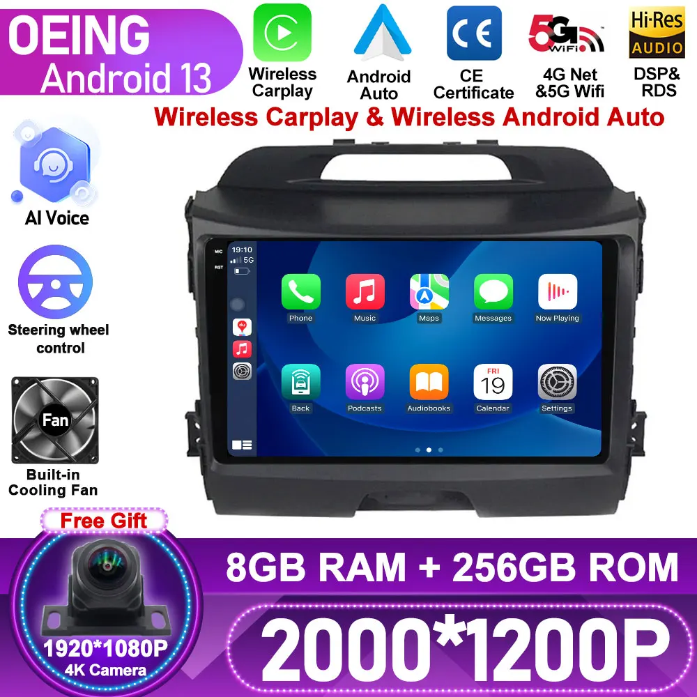 

For KIA Sportage 3 2010 - 2016 BT5.0 CarPlay Android Radio Multimedia Player 2Din GPS Navigation Car Autoradio Stereo Head Unit