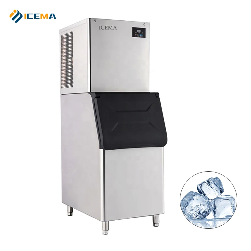 ICEMA Commercial Ice Cube Making Machine 180kg to 500kg Capacity Featuring Emerson Compressor Essential Motor & Gear Components