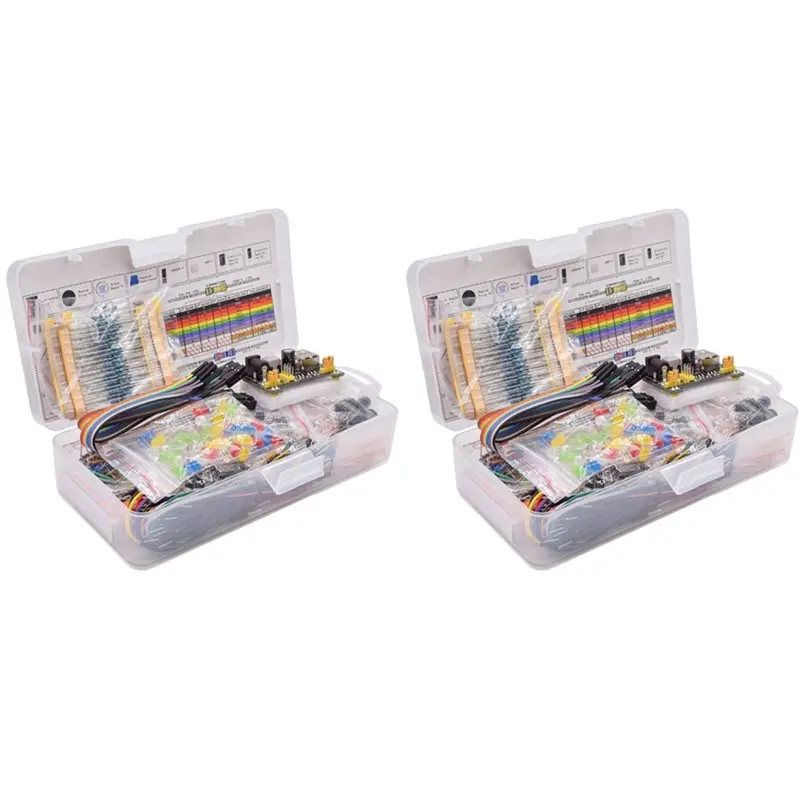 A73E-2X New Breadboard Set Electronics Component Starter DIY Kit With Plastic Box For Arduino UNO R3 Component Package