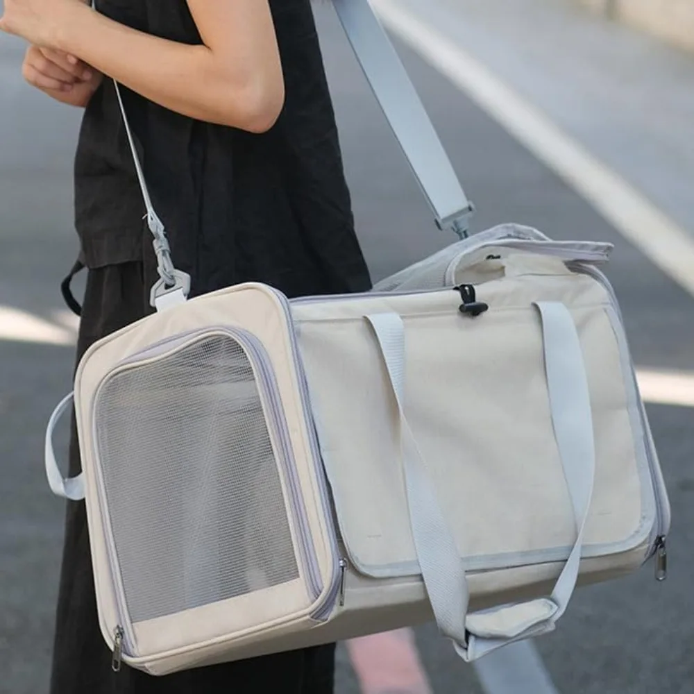 Pet Bag  Portable Bag for Outings Foldable Car Shoulder Portable Cat Bags  Large Capacity Two Cat Outing Bags
