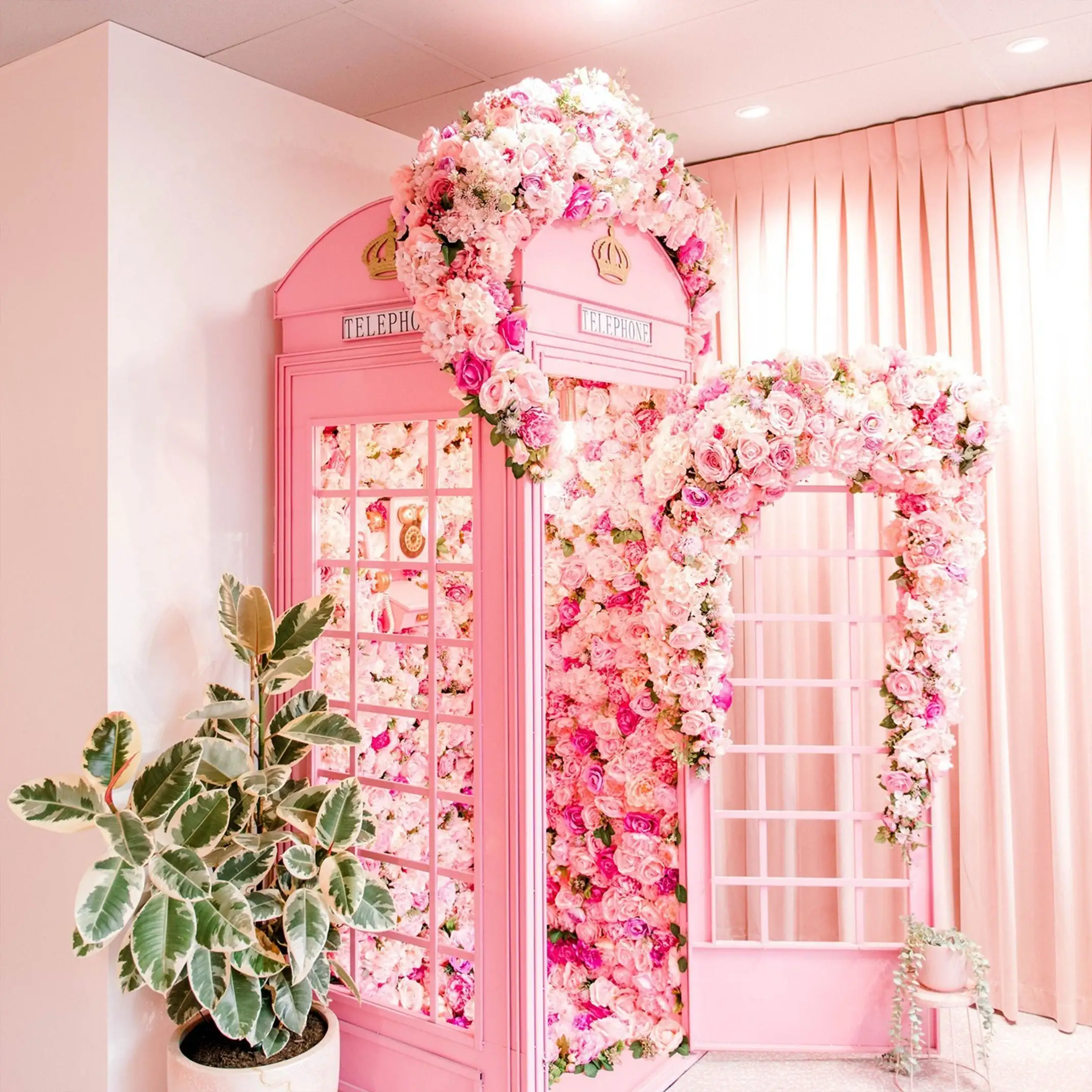 London Telephone Booth Wedding Flowers Photo Prop With Audio Guestbook White Telephone Booth