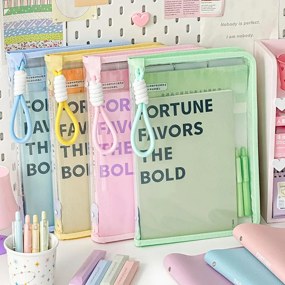 NEW A4 Stationery Storage Bag Large Capacity File Test Paper Storage Bag Transparent Waterproof Mesh Organizer Folders Handbag