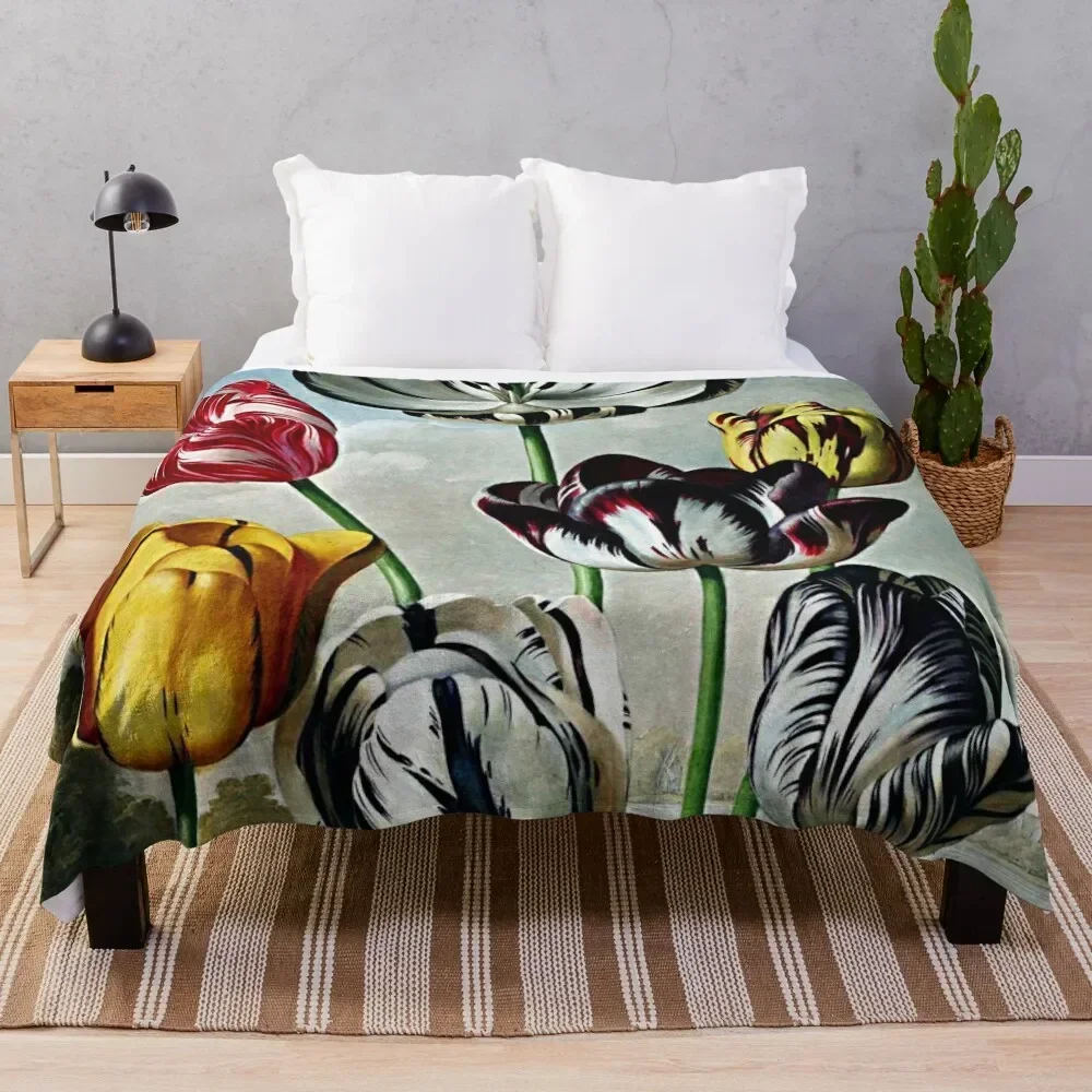 

Botanical Art Temple Of Flora Tulips Throw Blanket Blankets Sofas Of Decoration Soft Big Sofa Quilt Blankets