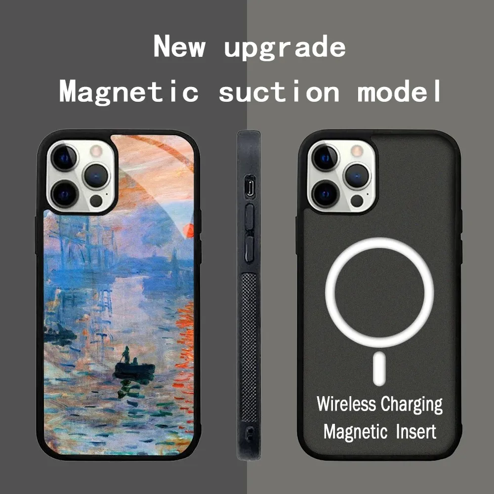 Sunrise Famous Painting By Moss Case For IPhone 15 14 13 Pro Max 11 12 Mini Alex Mirror For Magsafe Wireless Charging Cover