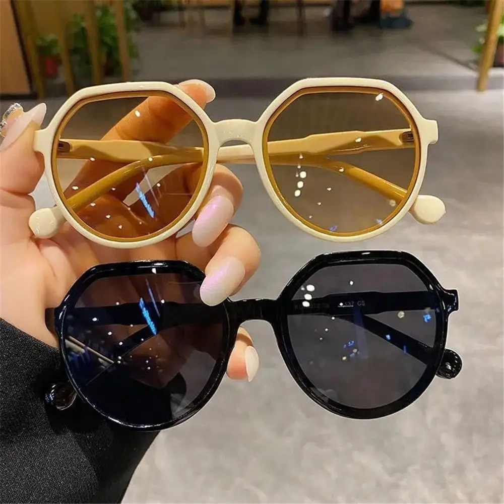 New Jelly Fashion Round Frame Sunglasses Women's Trendy Brown Shades Popular UV Protection Unique Beige Sun Glasses