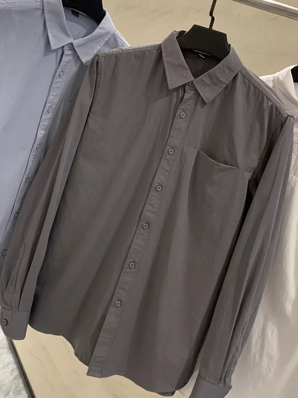

Super Comfortable Men's Casual Long Sve Cotton irt Waed Original Tail Single Strong Bull Goods Spring Autumn Wear