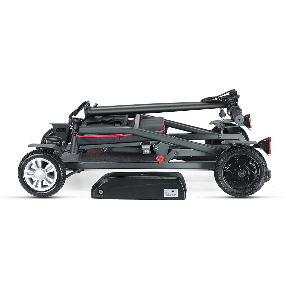 Folding Elderly Electric Scooter Ultra Light  Aluminum Alloy 4 Wheel Mobility Scooter With Dual Battery