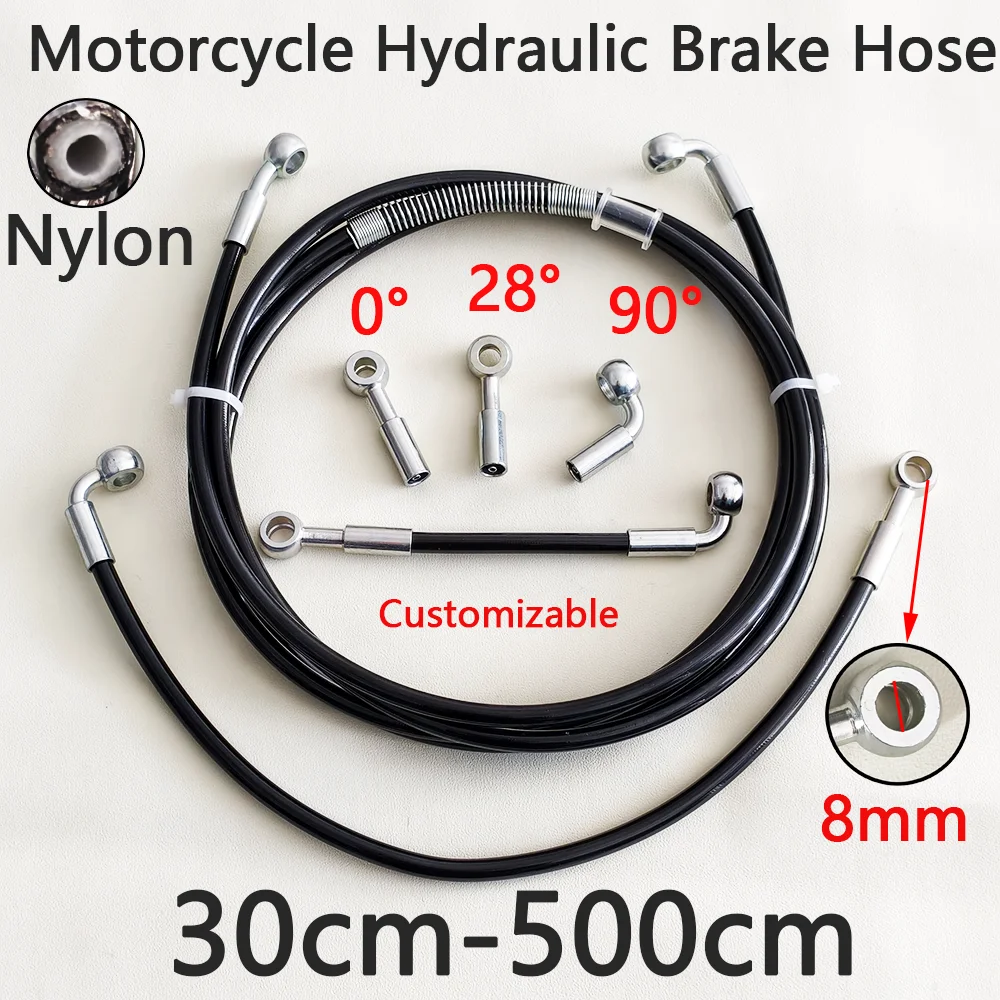 

30-500cm MotorcycleBrake Hose Hydraulic DOT Line Cable M8 0°-28°-90° Banjo For Suzuki KawasakiYamaha Pipe Line Braided oil Hose