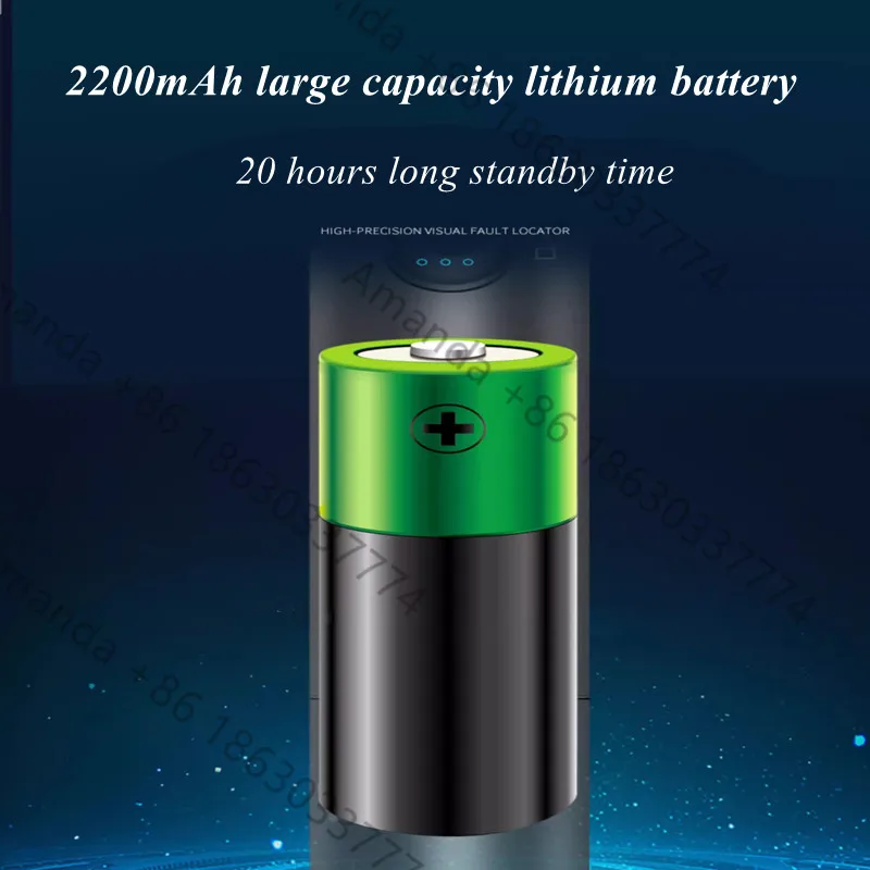 FTTH Fiber Optical Green Light Visual Fault Locator 10/15/20mw Rechargeable VFL with 2200mAh Large Capacity for Network Engineer