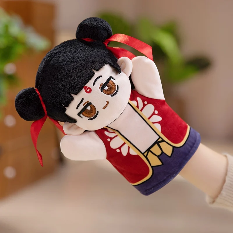 25cm Cartoon Fun Nezha Plush Toy Hand Puppet Nezha And Aobing Plush Hand Puppet Home Decoration Gift For Boys And Girls