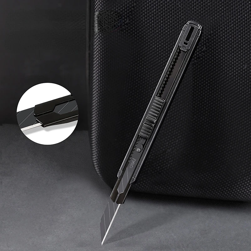 Imagem -03 - Deli-portátil Auto-locking Utility Knife Wallpaper Pocket Unboxing Facas Cortador de Papel Artigos de Papelaria mm 18 mm