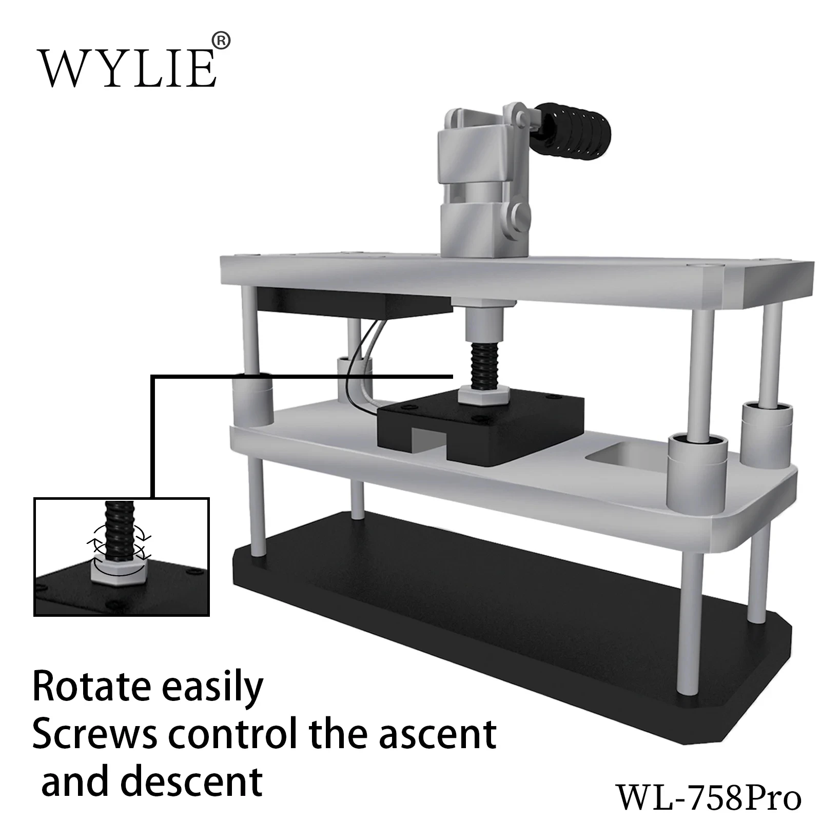 WYLIE WL-758 Pro Platform Tekanan Pemanas Ponsel untuk Penutup Belakang LCD Perlindungan Kamera Perakitan Ulang Mesin Penekan Perbaikan Ponsel