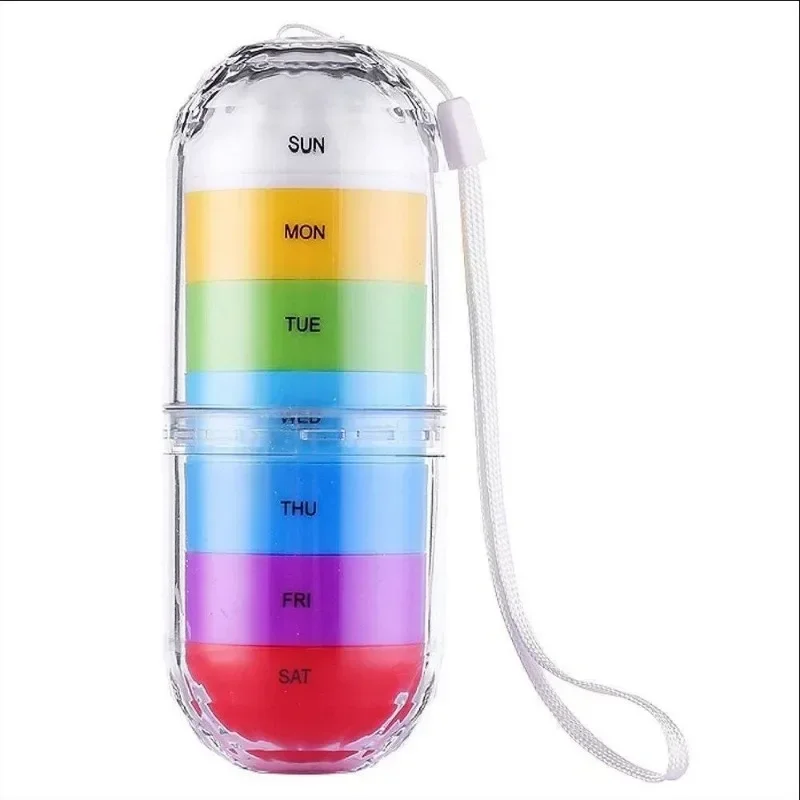 

7 Day Pill Organizer, Portable Weekly Medicine Box ,Waterproof Travel Pill Case for Pills Vitamins Fish Oil, Mini Sealable