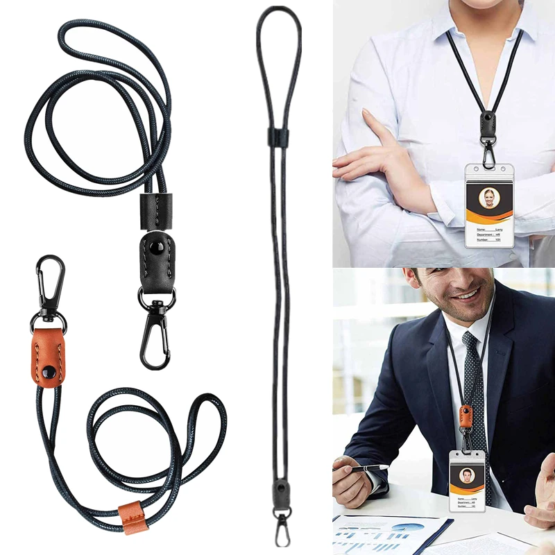 Hand-woven Lanyard PU Neck Strap for Working Permit Badge Holder Lanyards Keys Pass Work Card Neck Straps