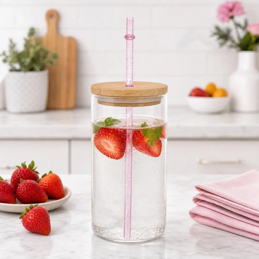 Eco 25pcs Reusable Glitter Drinking Straws Food-grade -free Thickened Plastic Straws with Fixed Buckle for Cups Parties Reusable