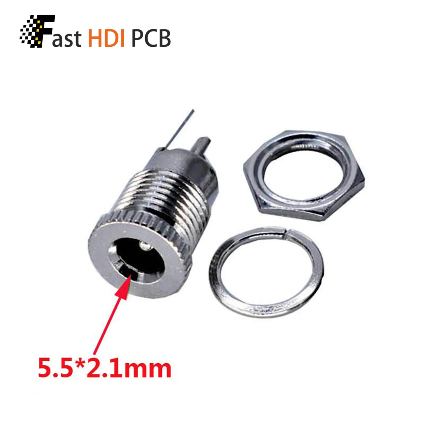 DC-099 All Metal DC Power Jack 5.5x2.1mm/5.5x2.5mm Female Socket with Nut Washer Waterproof Cap Optional for CCTVLED Panel Mount