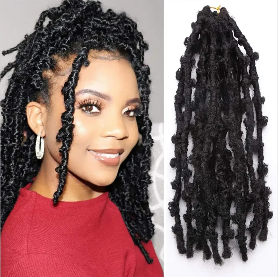 Butterfly Locs Synthetic Crochet Hair Distressed Faux Locs Braiding Hair Extensions Pre Looped Black Messy Soft Locs For Women