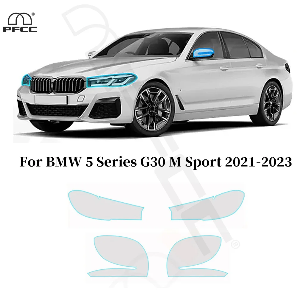 

For BMW 5 Series G30 M Sport 2021-2023 Headlight Rearview Anti-scratch TPU Paint Protection Film Pre-cut PPF Clear Bra Resistant