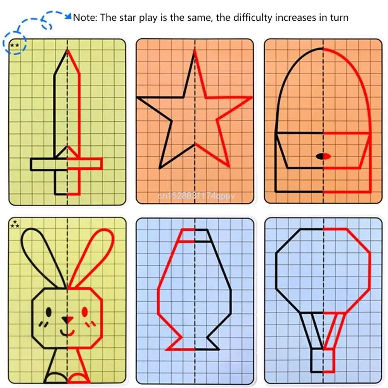 40Pcs Kinder Kreativität Symmetrie Zeichnung Karten für Kinder Feinmotorik Zeichnung Karten Konzentration Geschick Spielzeug