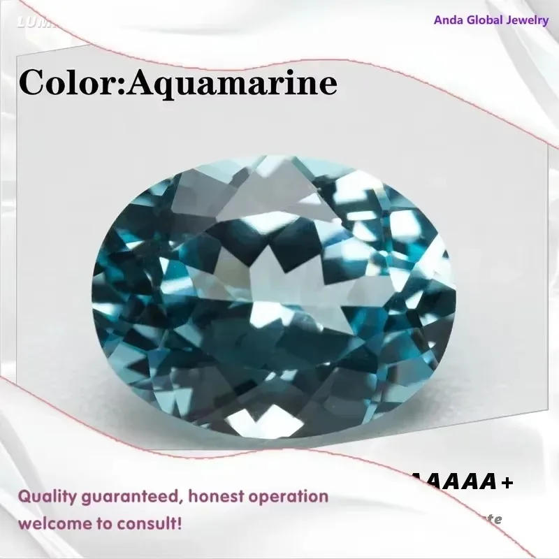 

L-Top Lab Grown Sapphire Oval Cut Aquamarine Color Quality Pendant Gemstones for Charms Jewelry Making Selectable AGL Certificat
