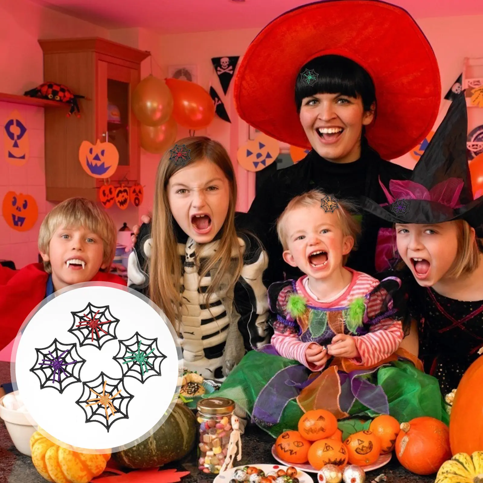 

8Pcs Halloween Spider Web Hair Clip Hairpin Plastic Barrette Hair Accessories for Costume Party Dance Cosplay Role