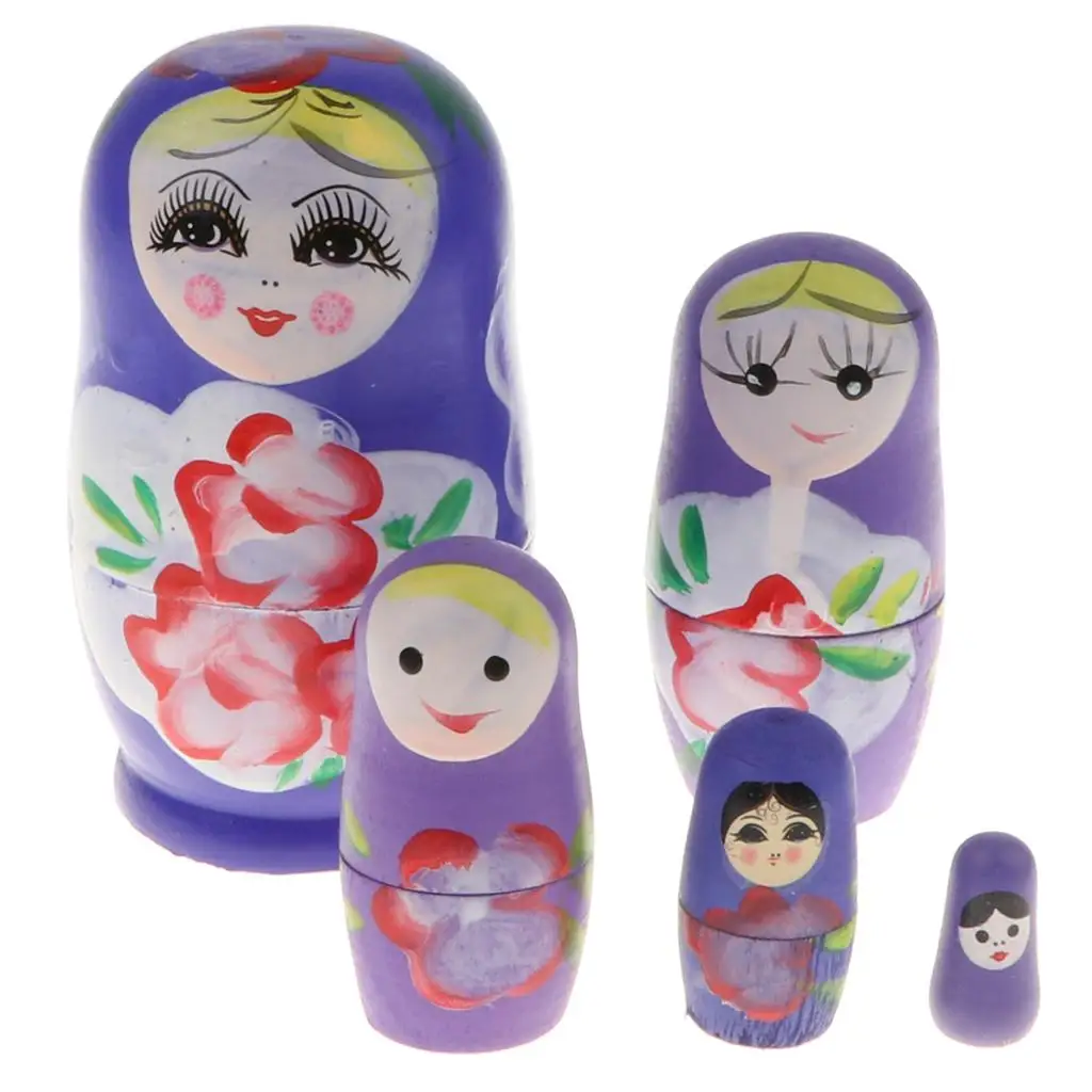 Russian Dolls Matrioska 5 Layers Hand Painted Nesting Christmas Birthday Gift for Children