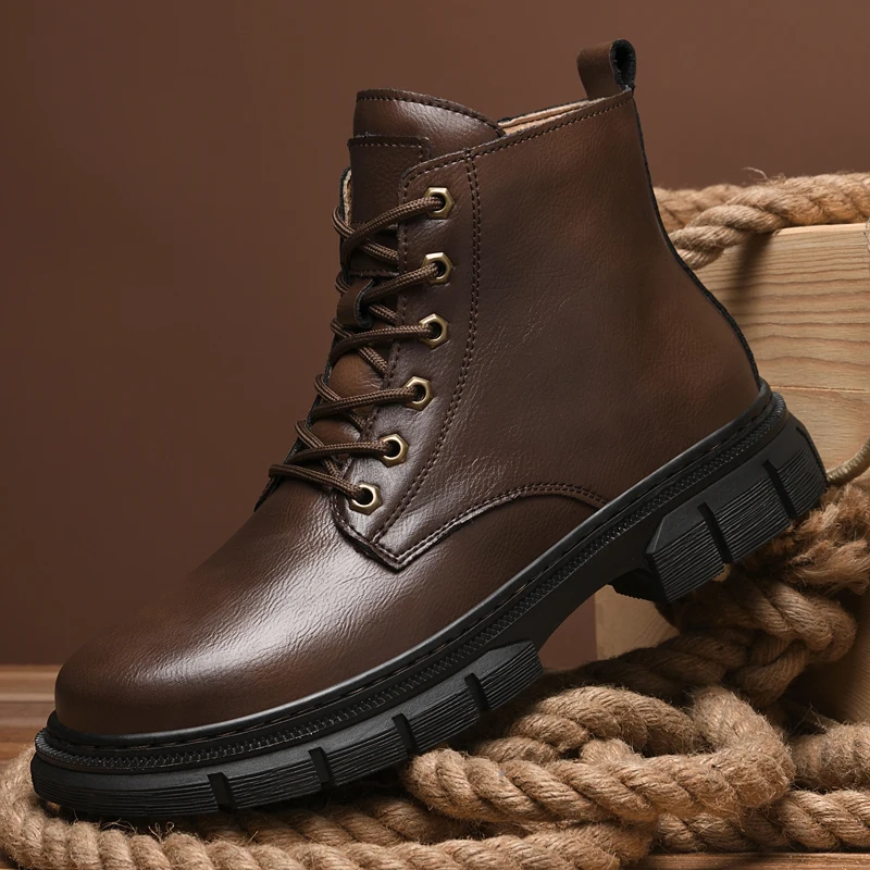 

Fashionable Retro British Style Men's Comfortable Side Zipper Chelsea Boots Brand Men Fashionable Toe High Top Motorcycle Shoes
