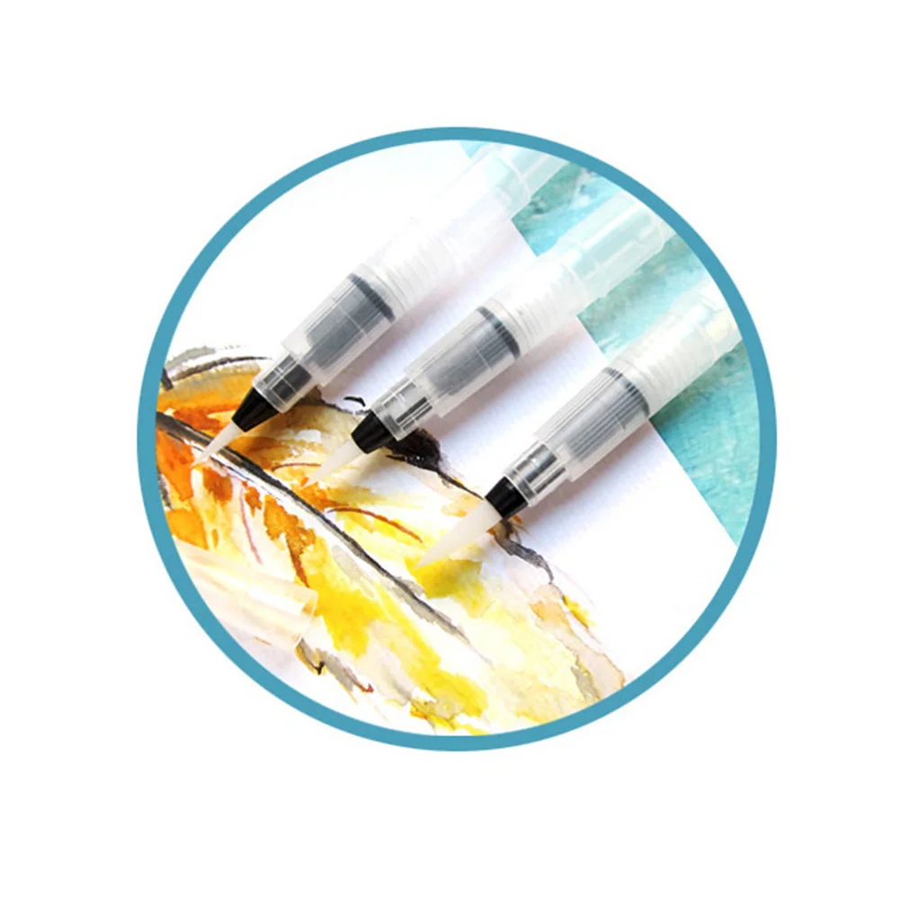 3Pcs Refillable Water Brush Pen Nylon Tip Durable Ink Marker Painting Drawing Calligraphy Sketching Tool Set Water Brush Pen