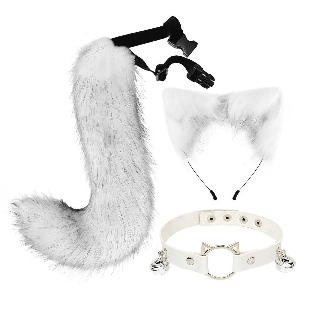 1 set Cat Ear Halloween Cosplay Accessories Necklace Cat Tail Halloween Animal Cosplay Props Cute Adjustable