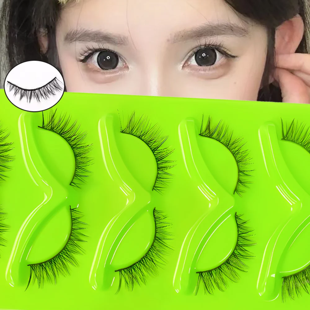 5 paia di ciglia corte stile volpe con code spesse e simulate, ciglia finte naturali quotidiane europee e americane