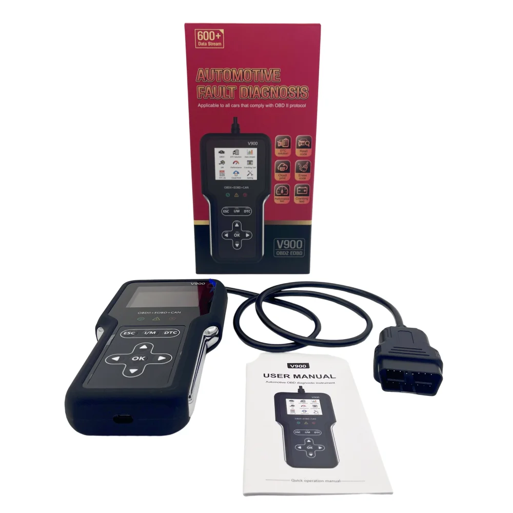 

Новый сканер V900 считыватель кодов Clear Fault Light двигателя Live Data OBD2 CAN Поддержка большинства протоколов функция сброса диагностических инструментов