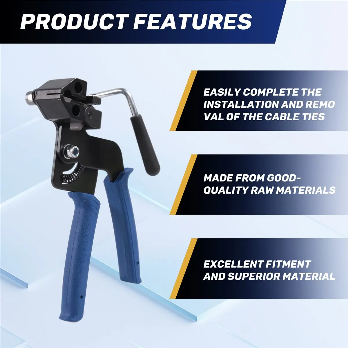 A89X Heavy Steel Cable Tie Tool, Include 100 PCS Stainless Steel Cable Ties, Suitable for Home, , and Industrial Use