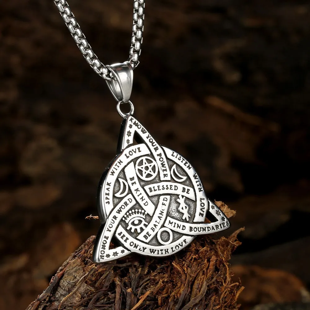 Nordic mythology ethnic style Celtic Trinity knot totem necklace men's trendy lucky jewelry