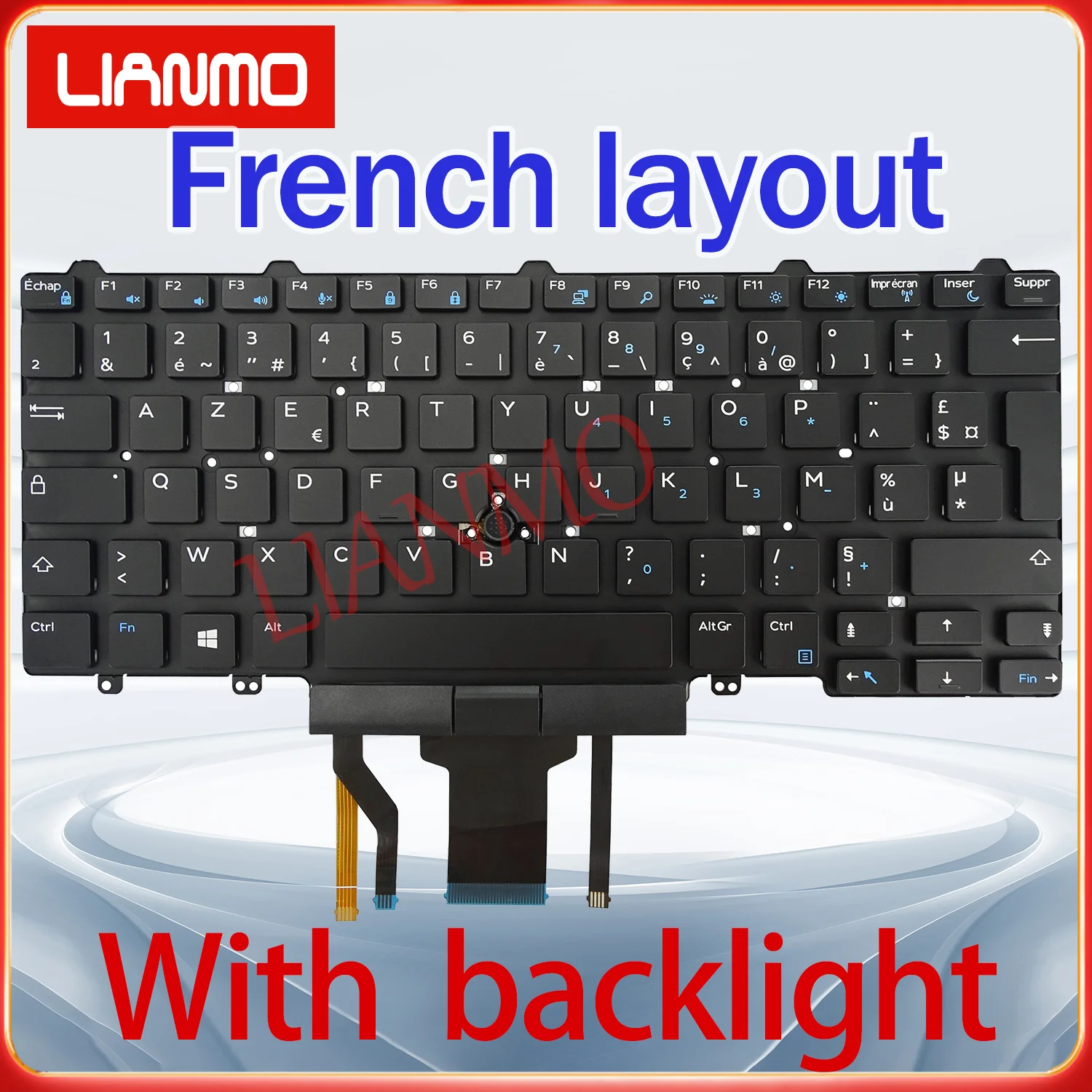 German/French/Spanish/Czechoslovak Layout for DELL Latitude  E5450 E5470 E7470 E7450 3340 7480 7490 5480 5490 Backlight Keyboard view 4