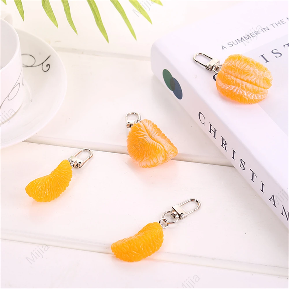 Simulated Orange Petal Keychain PVC Fruit Pulp Key Chains Bag Hanging Decoration DIY Jewelry Girl Party Cute Gift