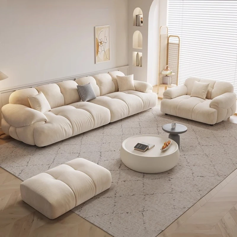 Cat Scratch Fabric Sofa Living Room Home Cream Style Armchair Velvet Office Sofa Straight Row Lounges Couch Furniture Home