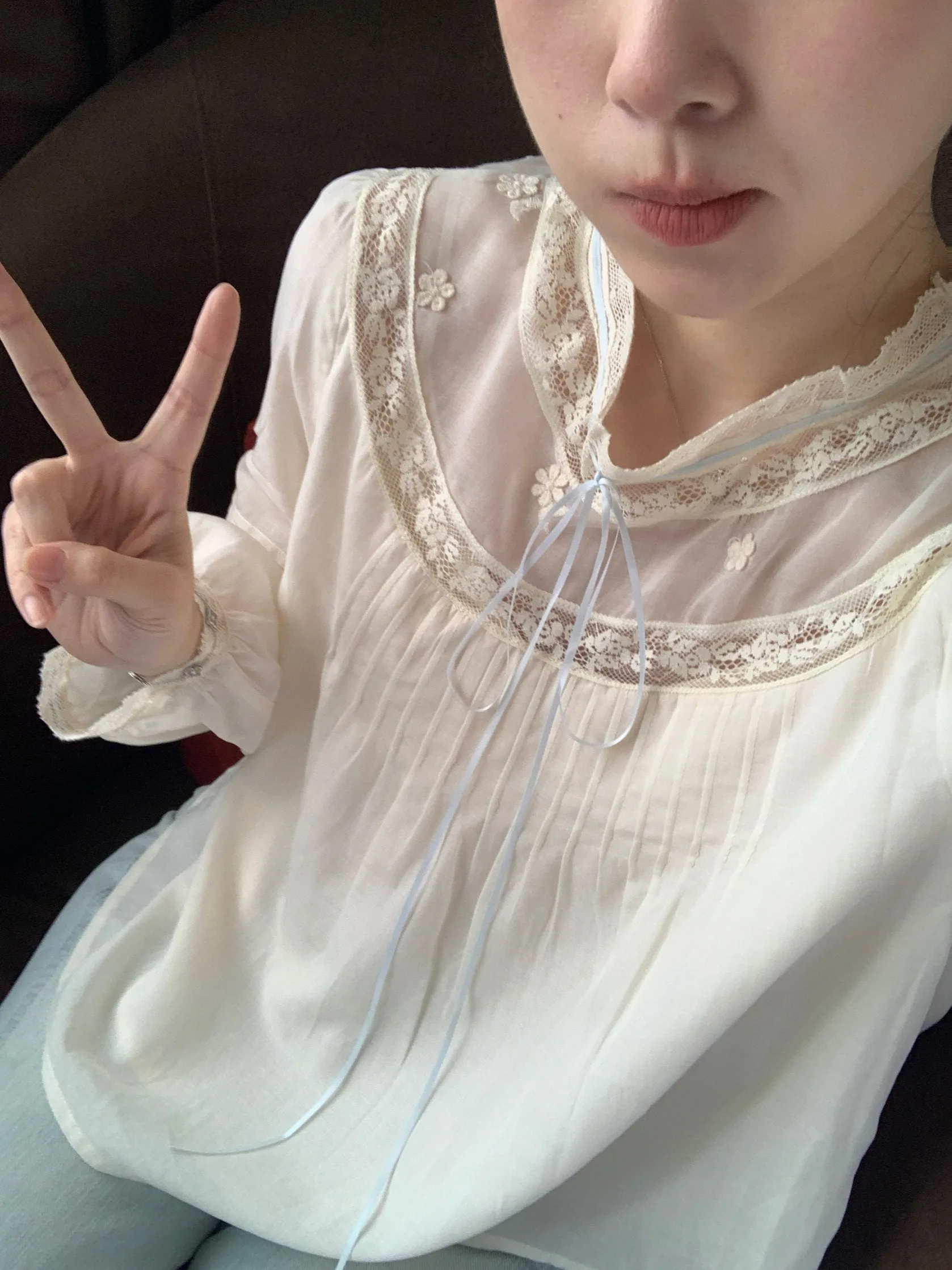 

Pure Cotton Lined Long Sve Embroidered Heavy Work Belted French Sle Loose Fit Women's irt Breathable Lightweight round...