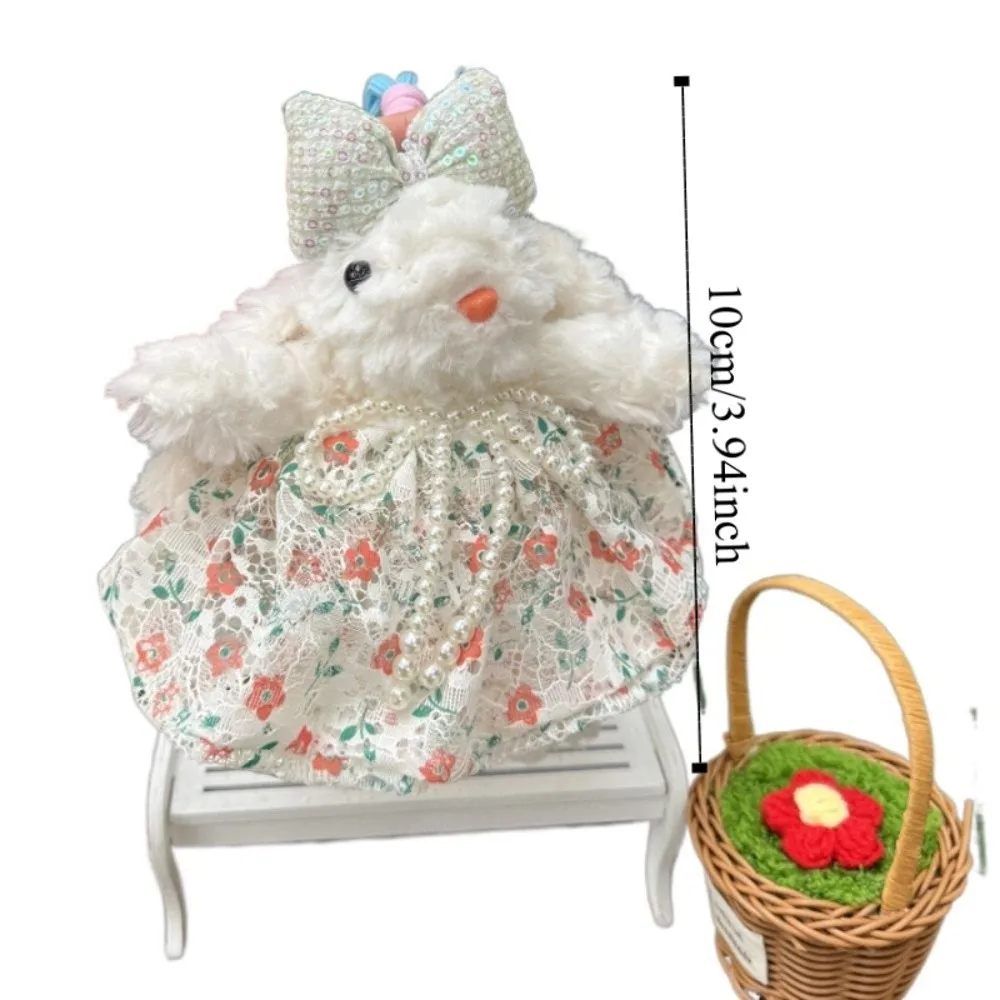 Prinses Pareljurk Boog Pluche Konijn Sleutelhanger Cartoon Zacht Pluche Konijn Sleutelhanger Kawaii Gevulde Hangende Oor Konijn Hanger